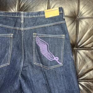 Rocawear Authentic Purple Label R Wing Dark Wash Streetwear Jeans 44 Y2K Baggy